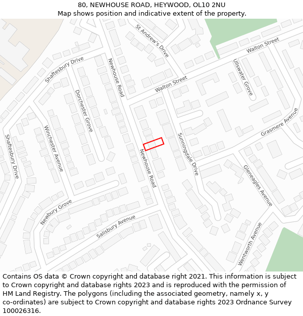 80, NEWHOUSE ROAD, HEYWOOD, OL10 2NU: Location map and indicative extent of plot