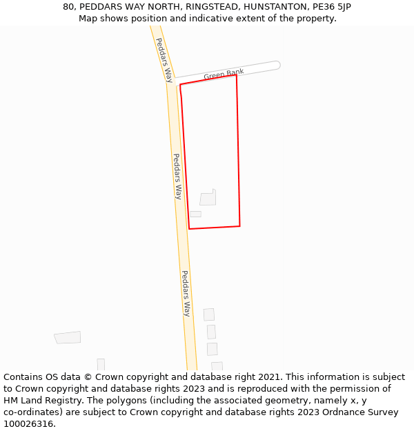 80, PEDDARS WAY NORTH, RINGSTEAD, HUNSTANTON, PE36 5JP: Location map and indicative extent of plot