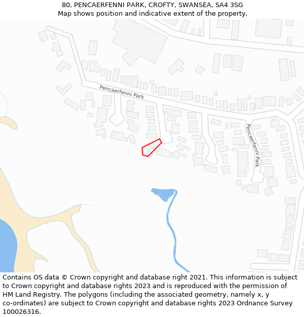 80, PENCAERFENNI PARK, CROFTY, SWANSEA, SA4 3SG: Location map and indicative extent of plot