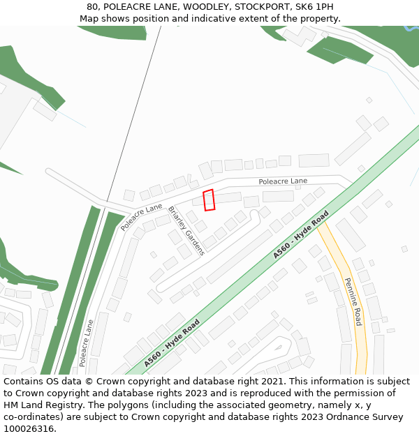 80, POLEACRE LANE, WOODLEY, STOCKPORT, SK6 1PH: Location map and indicative extent of plot