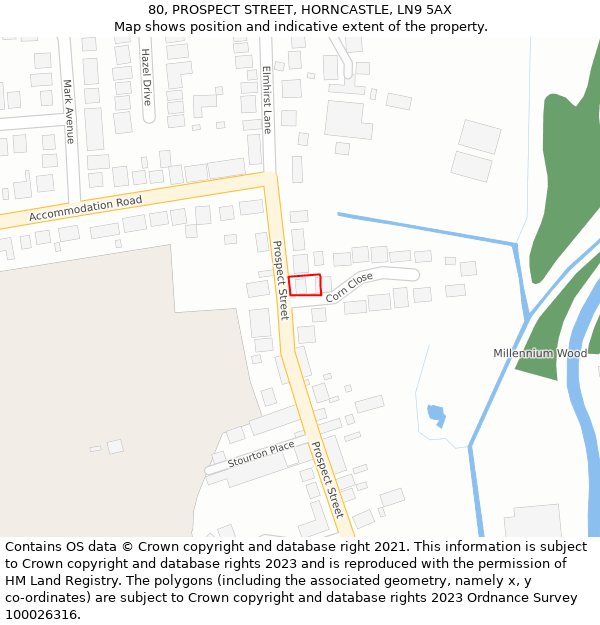 80, PROSPECT STREET, HORNCASTLE, LN9 5AX: Location map and indicative extent of plot