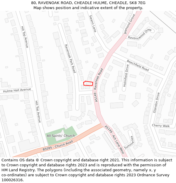 80, RAVENOAK ROAD, CHEADLE HULME, CHEADLE, SK8 7EG: Location map and indicative extent of plot