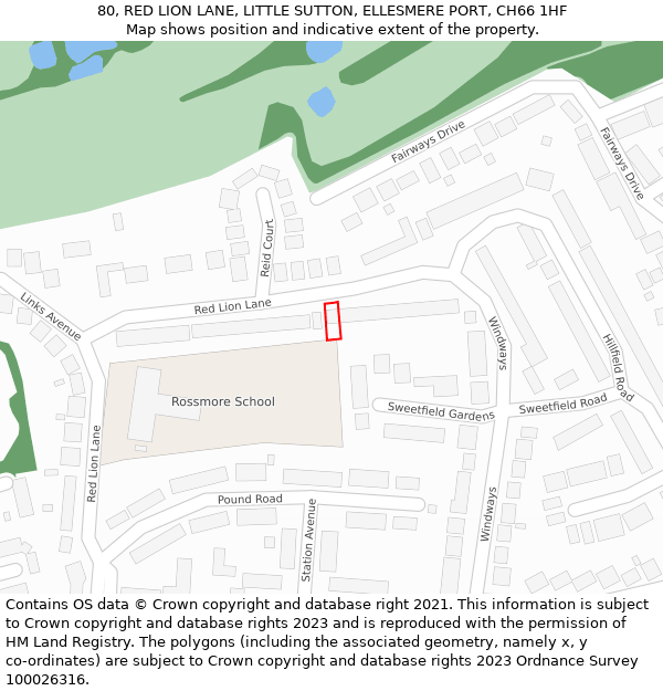 80, RED LION LANE, LITTLE SUTTON, ELLESMERE PORT, CH66 1HF: Location map and indicative extent of plot