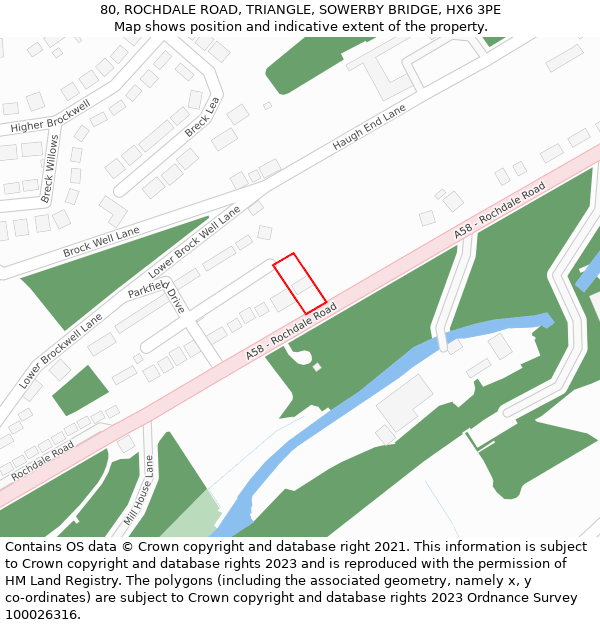 80, ROCHDALE ROAD, TRIANGLE, SOWERBY BRIDGE, HX6 3PE: Location map and indicative extent of plot