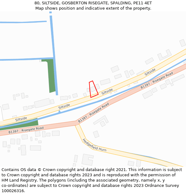 80, SILTSIDE, GOSBERTON RISEGATE, SPALDING, PE11 4ET: Location map and indicative extent of plot