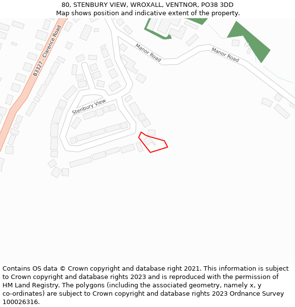 80, STENBURY VIEW, WROXALL, VENTNOR, PO38 3DD: Location map and indicative extent of plot