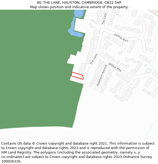 80, THE LANE, HAUXTON, CAMBRIDGE, CB22 5HP: Location map and indicative extent of plot