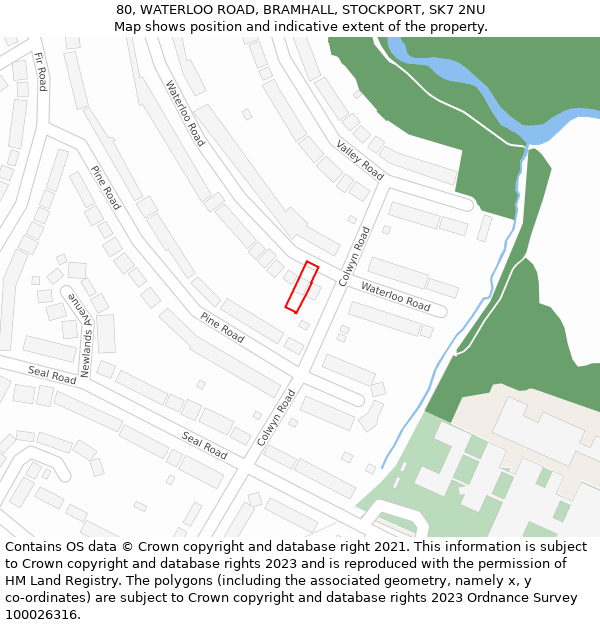 80, WATERLOO ROAD, BRAMHALL, STOCKPORT, SK7 2NU: Location map and indicative extent of plot