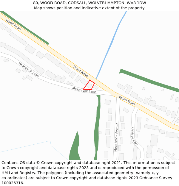 80, WOOD ROAD, CODSALL, WOLVERHAMPTON, WV8 1DW: Location map and indicative extent of plot