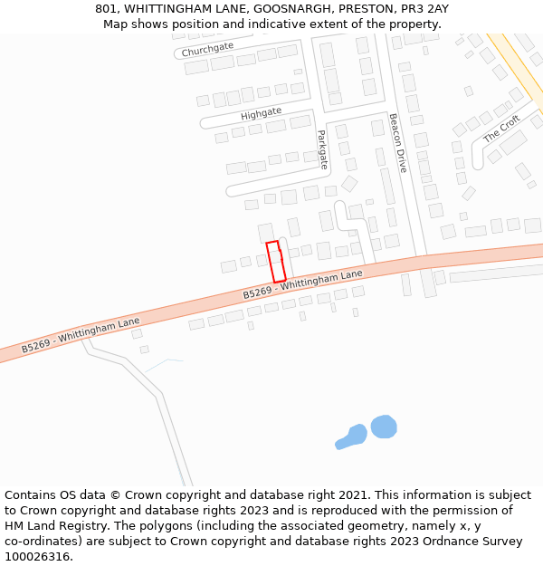 801, WHITTINGHAM LANE, GOOSNARGH, PRESTON, PR3 2AY: Location map and indicative extent of plot