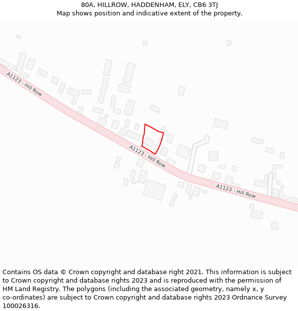 80A, HILLROW, HADDENHAM, ELY, CB6 3TJ: Location map and indicative extent of plot