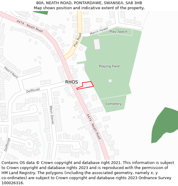 80A, NEATH ROAD, PONTARDAWE, SWANSEA, SA8 3HB: Location map and indicative extent of plot