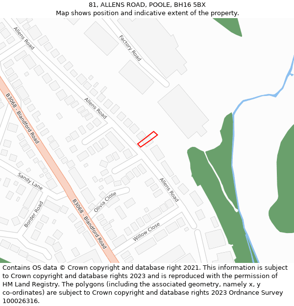 81, ALLENS ROAD, POOLE, BH16 5BX: Location map and indicative extent of plot