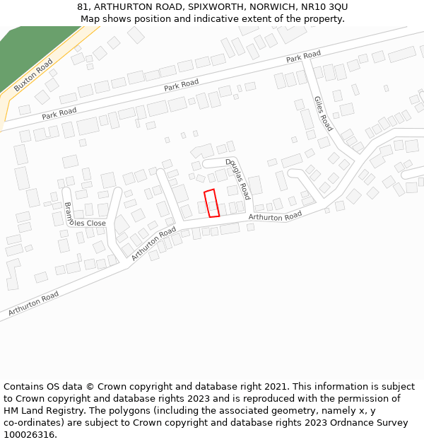 81, ARTHURTON ROAD, SPIXWORTH, NORWICH, NR10 3QU: Location map and indicative extent of plot