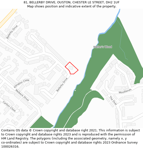 81, BELLERBY DRIVE, OUSTON, CHESTER LE STREET, DH2 1UF: Location map and indicative extent of plot