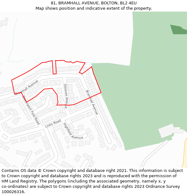 81, BRAMHALL AVENUE, BOLTON, BL2 4EU: Location map and indicative extent of plot