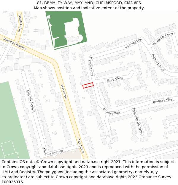 81, BRAMLEY WAY, MAYLAND, CHELMSFORD, CM3 6ES: Location map and indicative extent of plot