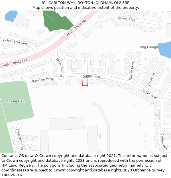 81, CARLTON WAY, ROYTON, OLDHAM, OL2 5BE: Location map and indicative extent of plot