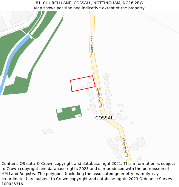 81, CHURCH LANE, COSSALL, NOTTINGHAM, NG16 2RW: Location map and indicative extent of plot