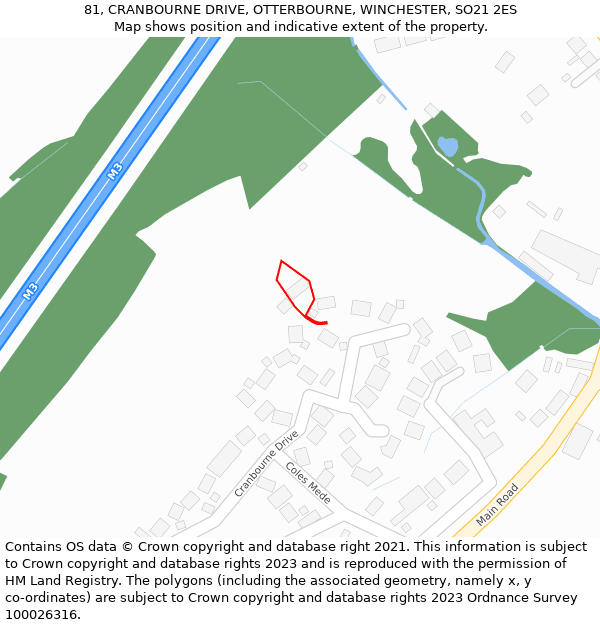 81, CRANBOURNE DRIVE, OTTERBOURNE, WINCHESTER, SO21 2ES: Location map and indicative extent of plot