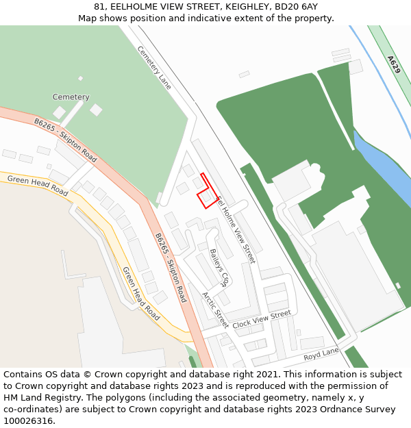 81, EELHOLME VIEW STREET, KEIGHLEY, BD20 6AY: Location map and indicative extent of plot