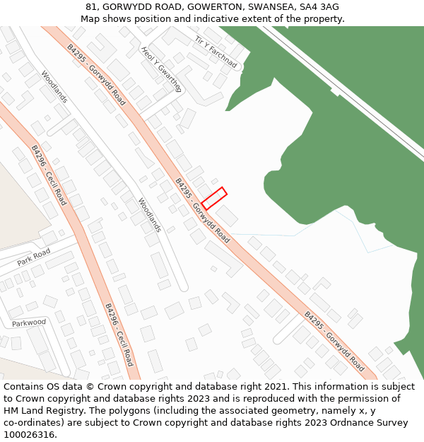 81, GORWYDD ROAD, GOWERTON, SWANSEA, SA4 3AG: Location map and indicative extent of plot