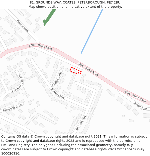 81, GROUNDS WAY, COATES, PETERBOROUGH, PE7 2BU: Location map and indicative extent of plot