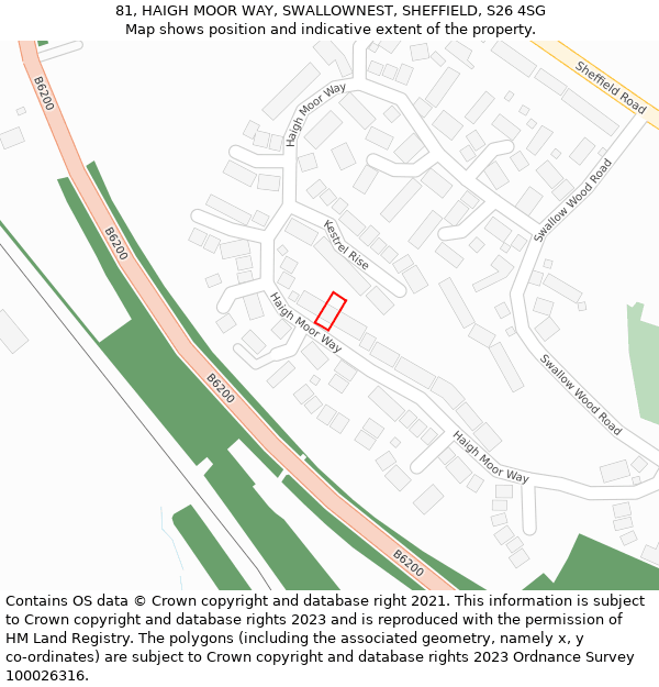 81, HAIGH MOOR WAY, SWALLOWNEST, SHEFFIELD, S26 4SG: Location map and indicative extent of plot