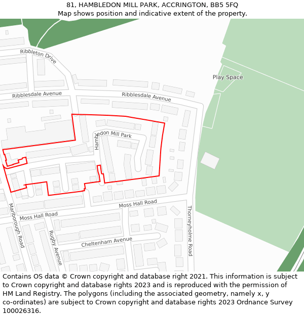 81, HAMBLEDON MILL PARK, ACCRINGTON, BB5 5FQ: Location map and indicative extent of plot