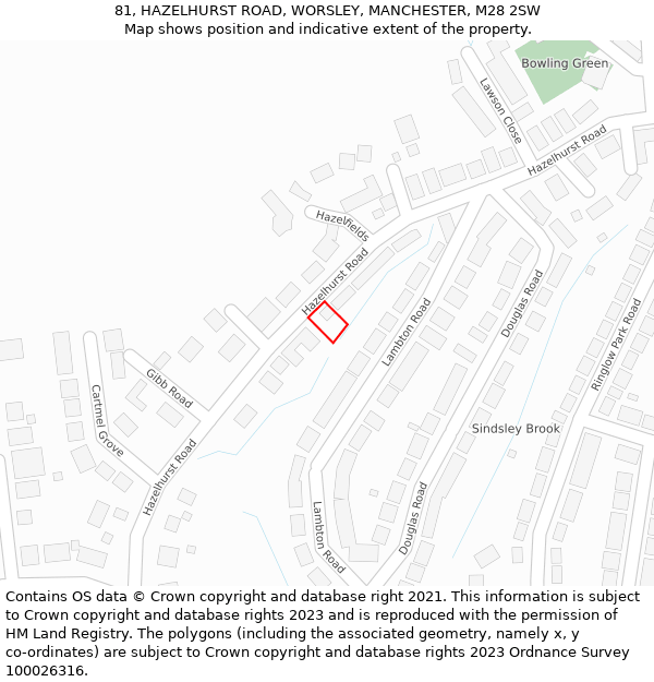 81, HAZELHURST ROAD, WORSLEY, MANCHESTER, M28 2SW: Location map and indicative extent of plot