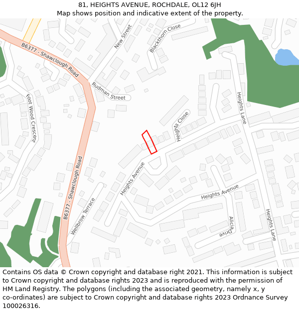 81, HEIGHTS AVENUE, ROCHDALE, OL12 6JH: Location map and indicative extent of plot