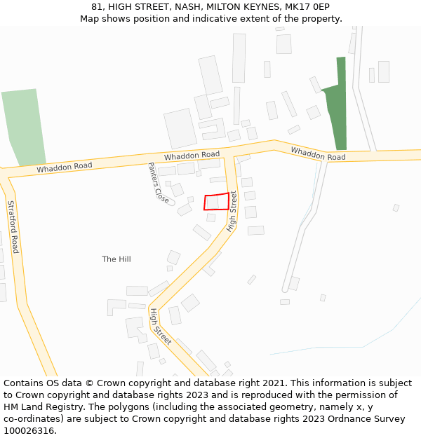 81, HIGH STREET, NASH, MILTON KEYNES, MK17 0EP: Location map and indicative extent of plot