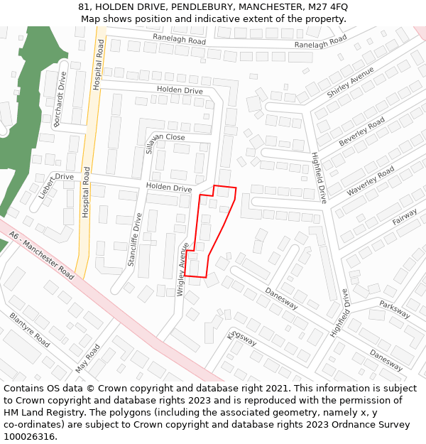 81, HOLDEN DRIVE, PENDLEBURY, MANCHESTER, M27 4FQ: Location map and indicative extent of plot