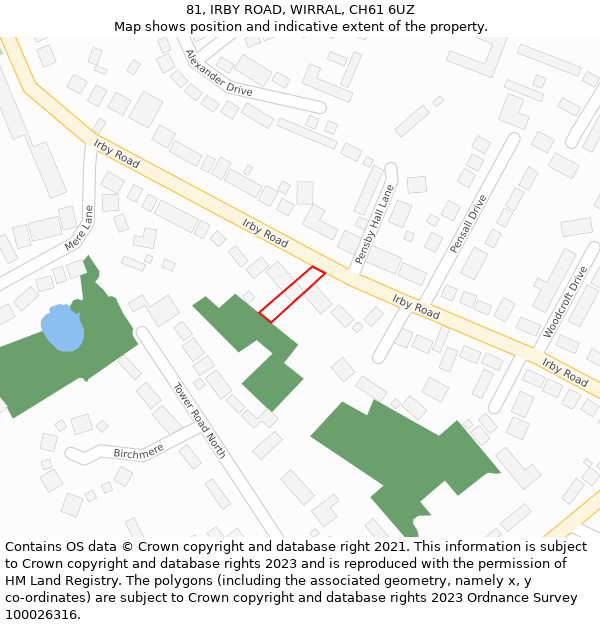 81, IRBY ROAD, WIRRAL, CH61 6UZ: Location map and indicative extent of plot