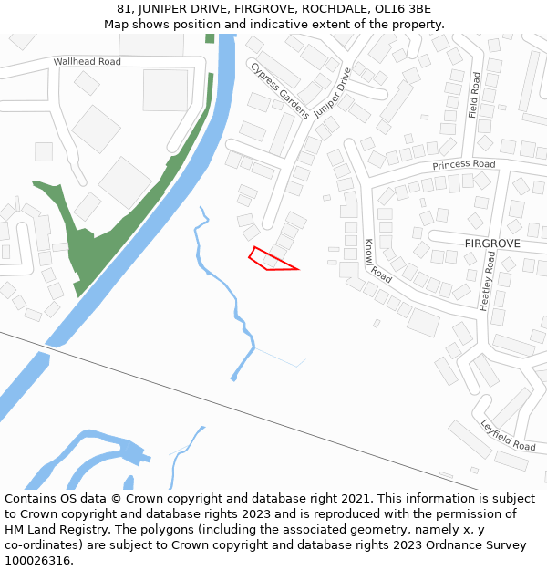 81, JUNIPER DRIVE, FIRGROVE, ROCHDALE, OL16 3BE: Location map and indicative extent of plot