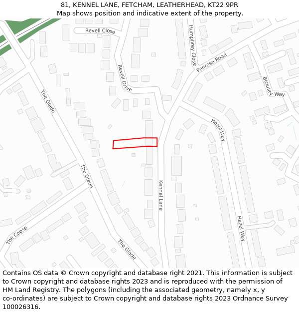 81, KENNEL LANE, FETCHAM, LEATHERHEAD, KT22 9PR: Location map and indicative extent of plot