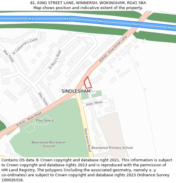 81, KING STREET LANE, WINNERSH, WOKINGHAM, RG41 5BA: Location map and indicative extent of plot