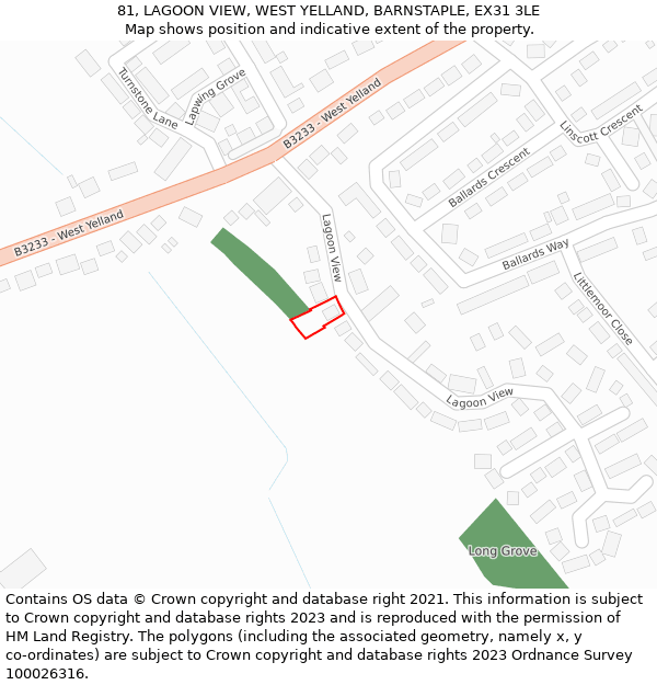 81, LAGOON VIEW, WEST YELLAND, BARNSTAPLE, EX31 3LE: Location map and indicative extent of plot