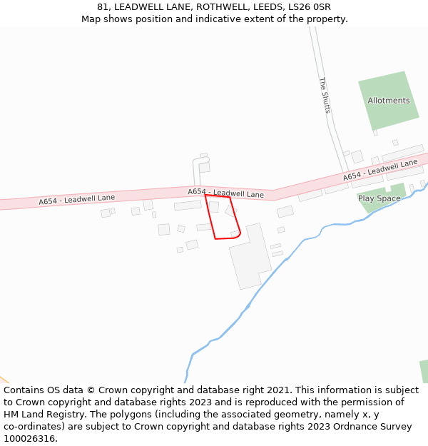 81, LEADWELL LANE, ROTHWELL, LEEDS, LS26 0SR: Location map and indicative extent of plot