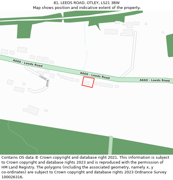 81, LEEDS ROAD, OTLEY, LS21 3BW: Location map and indicative extent of plot