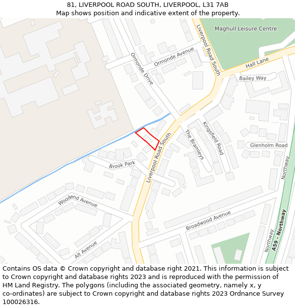 81, LIVERPOOL ROAD SOUTH, LIVERPOOL, L31 7AB: Location map and indicative extent of plot