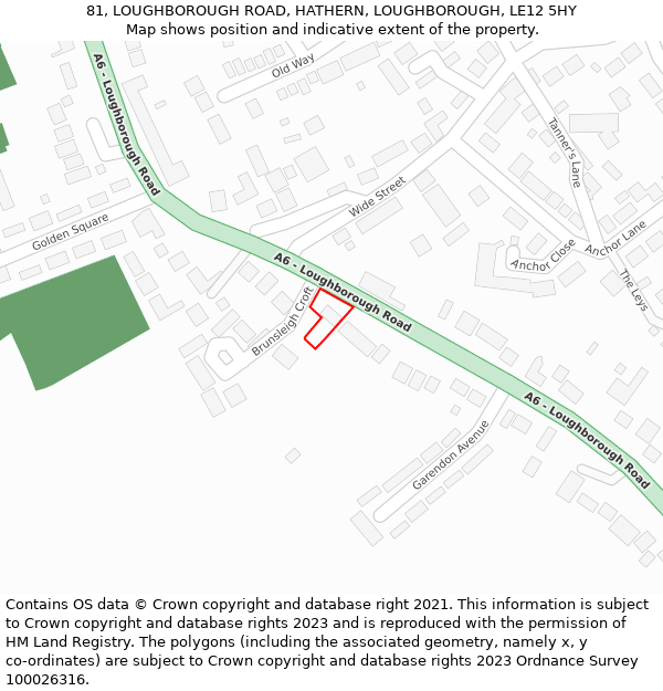 81, LOUGHBOROUGH ROAD, HATHERN, LOUGHBOROUGH, LE12 5HY: Location map and indicative extent of plot