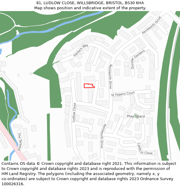 81, LUDLOW CLOSE, WILLSBRIDGE, BRISTOL, BS30 6HA: Location map and indicative extent of plot