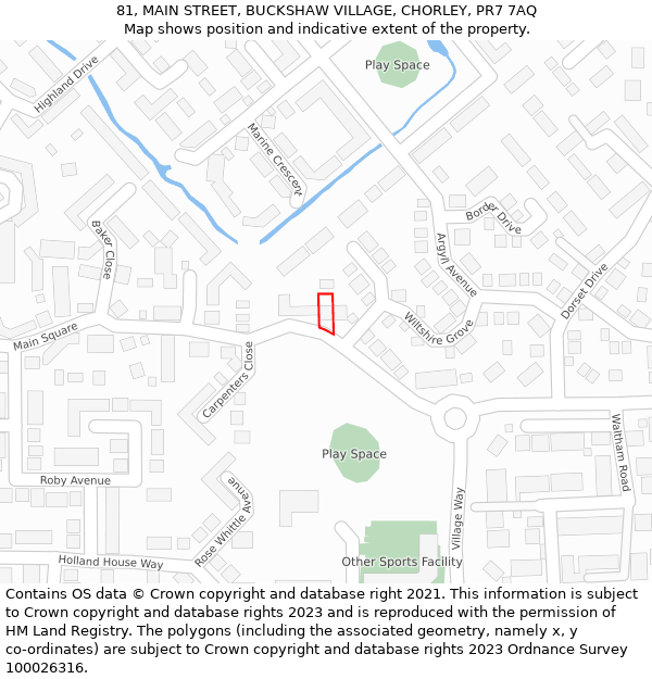 81, MAIN STREET, BUCKSHAW VILLAGE, CHORLEY, PR7 7AQ: Location map and indicative extent of plot