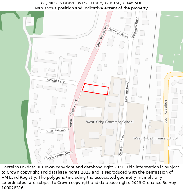 81, MEOLS DRIVE, WEST KIRBY, WIRRAL, CH48 5DF: Location map and indicative extent of plot