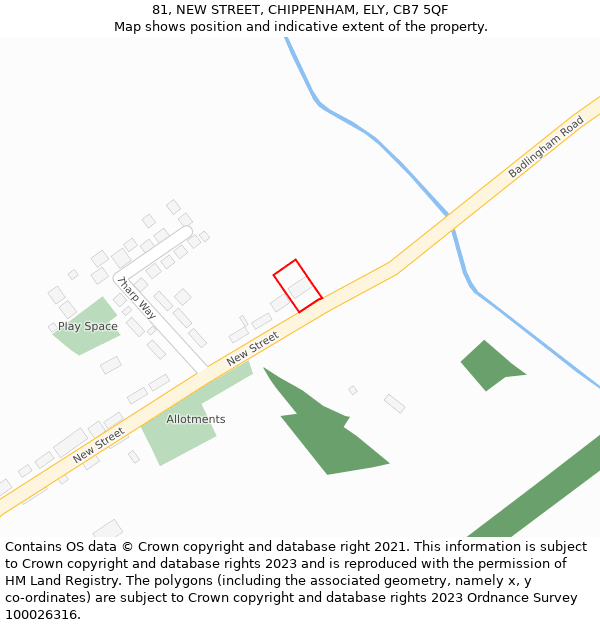 81, NEW STREET, CHIPPENHAM, ELY, CB7 5QF: Location map and indicative extent of plot