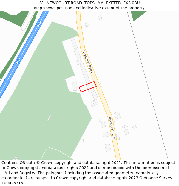 81, NEWCOURT ROAD, TOPSHAM, EXETER, EX3 0BU: Location map and indicative extent of plot