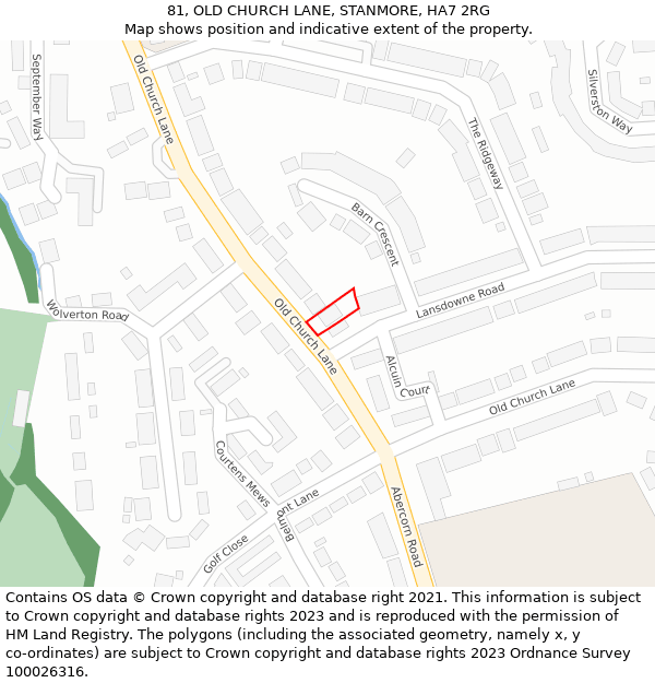 81, OLD CHURCH LANE, STANMORE, HA7 2RG: Location map and indicative extent of plot