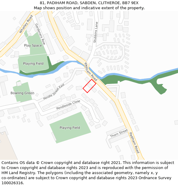 81, PADIHAM ROAD, SABDEN, CLITHEROE, BB7 9EX: Location map and indicative extent of plot
