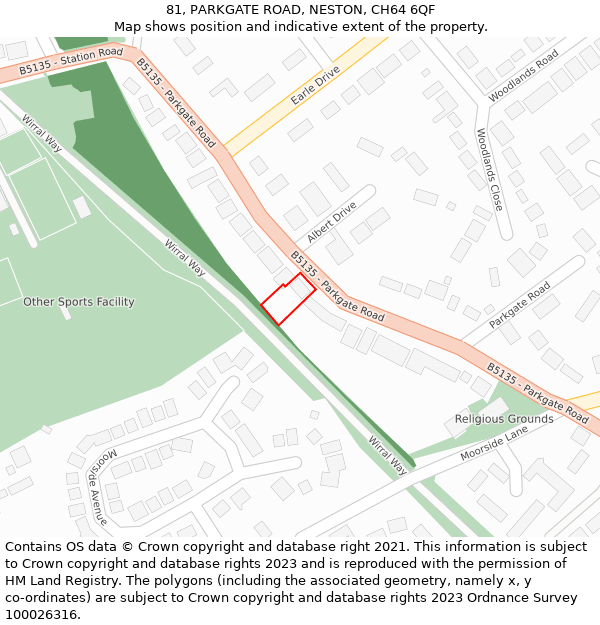 81, PARKGATE ROAD, NESTON, CH64 6QF: Location map and indicative extent of plot